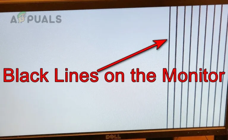 Black vertical line running down a computer monitor screen