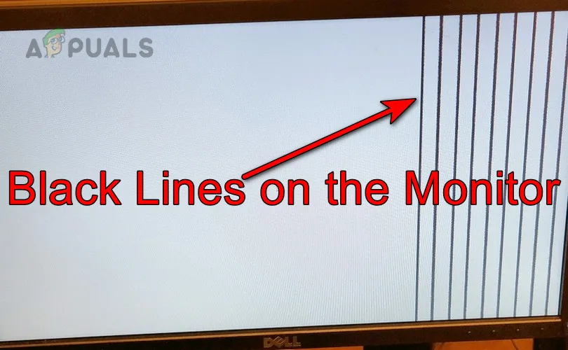 Black vertical line running down a computer monitor screen