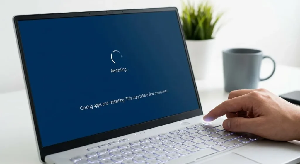 Restart your laptop to fix backline on a laptop screen