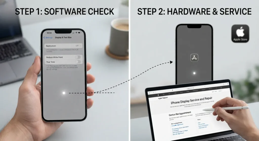 iphone bright spot screen settings check