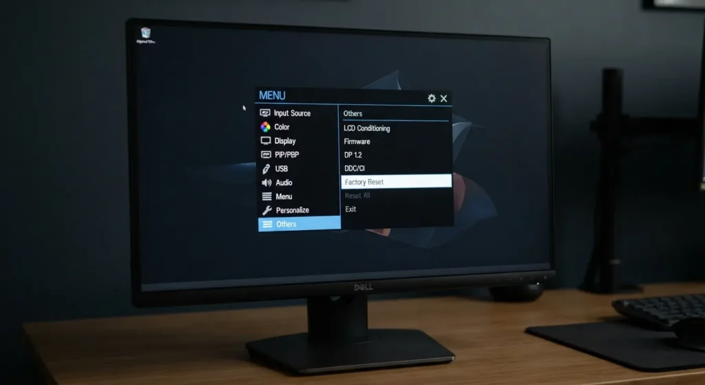 Resetting a monitor to factory settings through the OSD menu